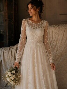 🤍 Vintage Bianchi of New York Wedding Dress & Lace Jacket  | ILGWU Bridal Gown